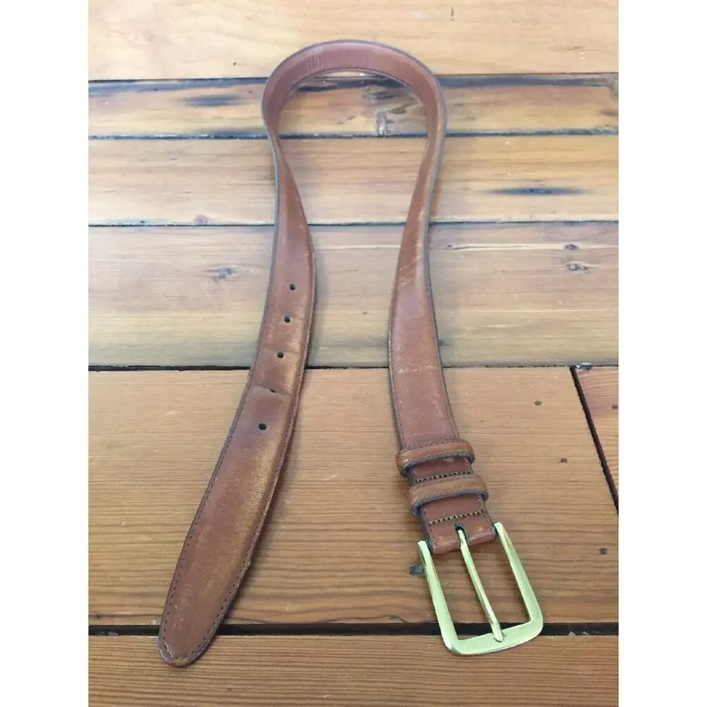 Allen Edmonds Hand Crafted Burnished Calf Brown Genuine Leather Dress Belt 38